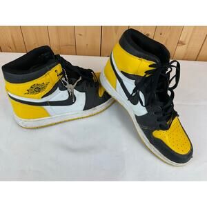 Nike Air Jordan 1 Men's Shoes, Yellow/Black/White- Size 8